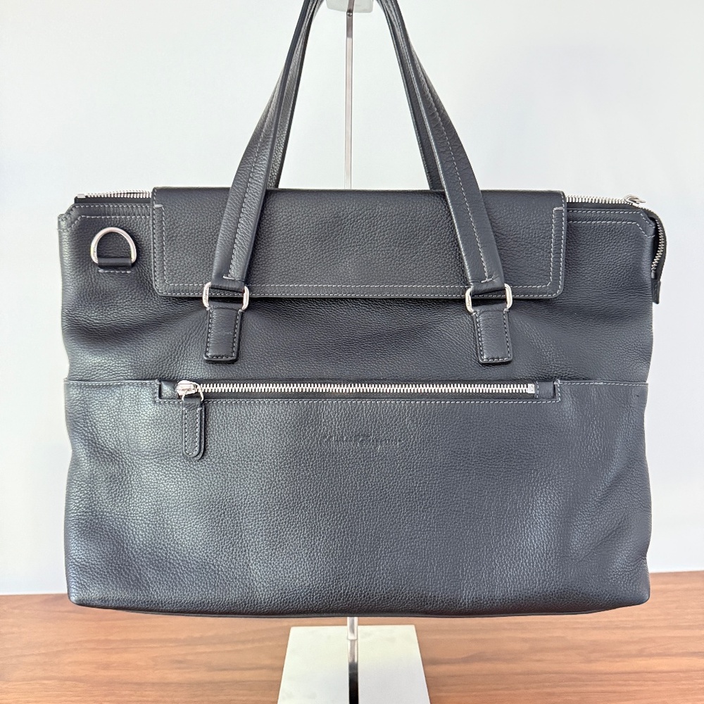 Salvatore Ferragamo Black Leather Large Tote Unisex